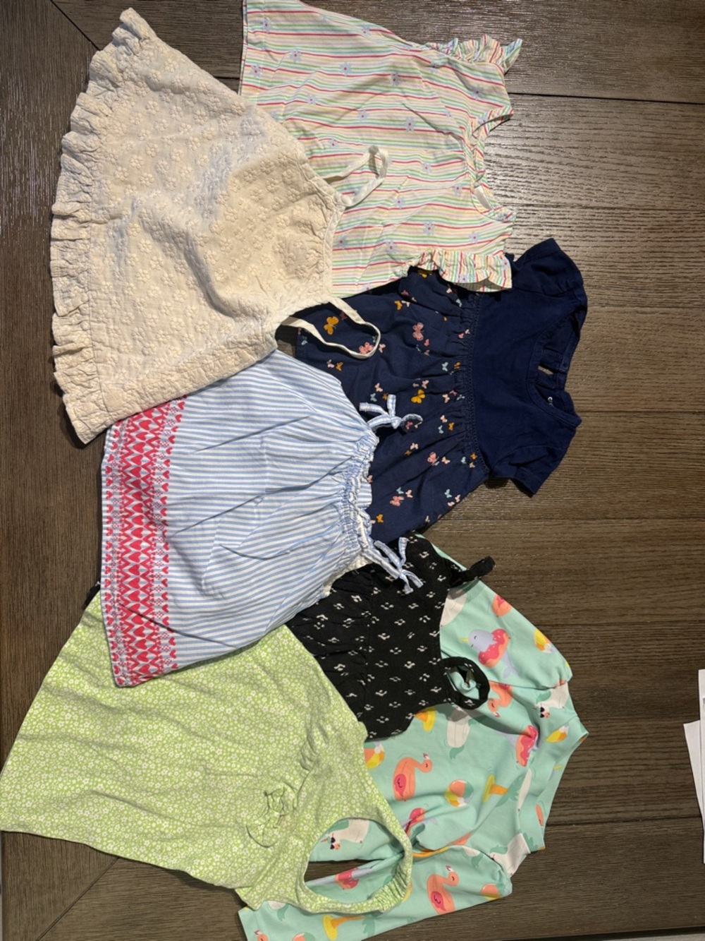 Girls Mixed Summer Dress & Romper Bundle - Pastel Stripes, Navy, Mint